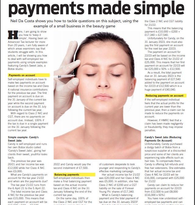 What Have Botox, Self Employed Tax Payments and Candy Have In Common?